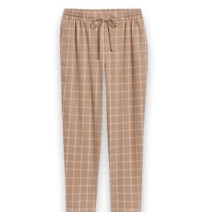 NWOT High-Waisted Pull-On Ankle Length Pants in Camel Plaid